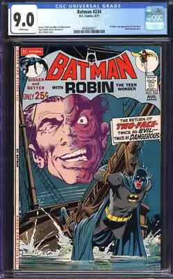 Buy Batman #234 Cgc 9.0 White Pages // 1st Silver Age Appearance Of Two-face 1971 • 854.27£