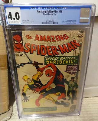 Buy Marvel Comics Amazing Spiderman 16 CGC 4.0 1964 Daredevil Appearance Crossover • 764.99£