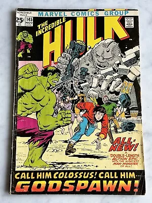 Buy Incredible Hulk #145 VG 4.0 - Buy 3 For Free Shipping! (Marvel, 1971) • 6.60£