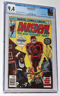 Buy Daredevil #141 CGC 9.4 * 3rd Appearance Of Bullseye! * Cockrum Cover Marvel 1977 • 77.65£