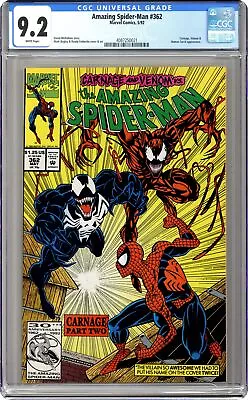 Buy Amazing Spider-Man #362 1st Printing CGC 9.2 1992 4087250021 • 70.02£