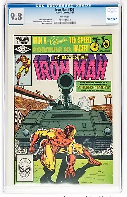 Buy 🔥 Iron Man #155 1982 Marvel 1st PRINT CGC 9.8 NM/MT WHITE PAGES Tank Avenger • 80.77£