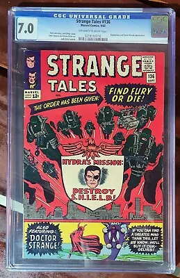 Buy Strange Tales #136 - CGC 7.0 - Key  2nd Hydra + SHIELD - Kirby Lee  Dr. Strange  • 85.42£