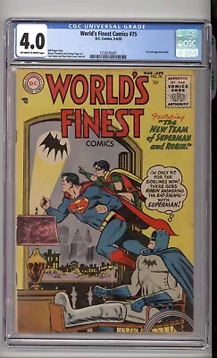 Buy World's Finest Comics #75 CGC 4.0 1st Code Approved Issue 1955 • 271.81£