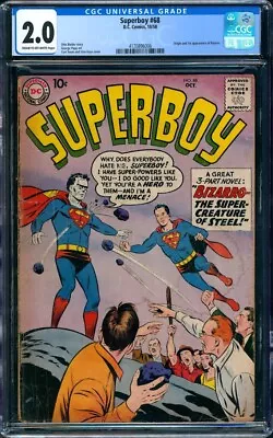 Buy Superboy #68 (1958) | CGC 2.0 CR/OW | Origin & 1st Bizarro | DC KEY • 309.87£