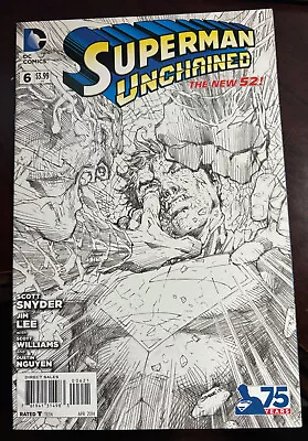 Buy 2014 Dc Comics Superman Unchained #6 Jim Lee 1:300 Black & White Cover • 27.18£