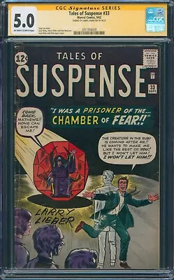 Buy TALES OF SUSPENSE #33 1962 CGC 5.0 SS Signed Larry Lieber THE CHAMBER OF FEAR • 387.53£