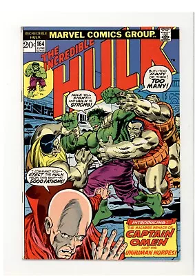 Buy Incredible Hulk 164 VF- 1st Appearance Captain Nathaniel Omen 1973 • 16.30£