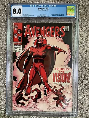 Buy Avengers #57 Cgc 8.0 1st Sa Appearance Of The Vision  Marvel Comics 1968 • 512.56£