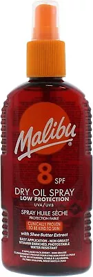 Buy Malibu Sun SPF 8 Non-Greasy Dry Oil Spray For Tanning With Shea Butter Extract • 6.99£