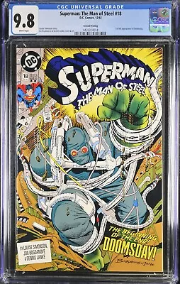 Buy Superman Man Of Steel #18 CGC 9.8 1992 2nd Second Print! 1st Doomsday! 🔵🔴🔵🔴 • 108.72£