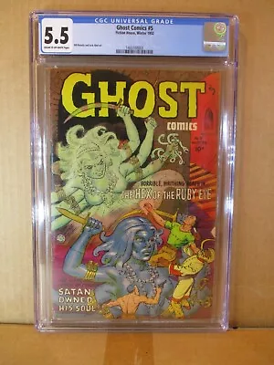 Buy Ghost Comics 5 CGC 5.5 Skull & Hex Whitman C. 1952 Fiction House FN- #1465168003 • 582.42£