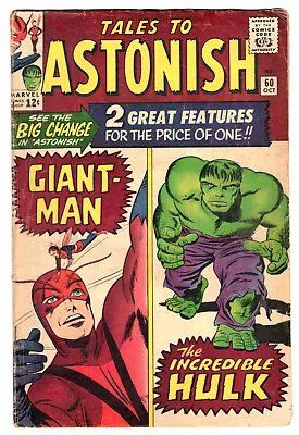Buy Tales To Astonish #60 Good-Very Good 3.0 Giant-Man Wasp The Hulk Begins 1964 • 42.71£