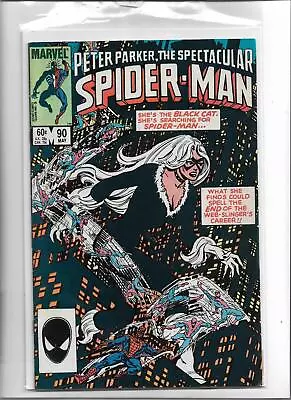 Buy Peter Parker, The Spectacular Spider-man #90 1984 Fine 6.0 5320 Black Cat • 15.49£
