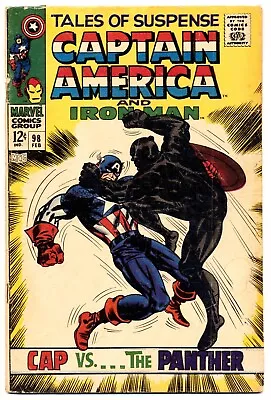 Buy TALES OF SUSPENSE #98 G, Captain America Vs. Black Panther, Marvel Comics 1968 • 15.53£