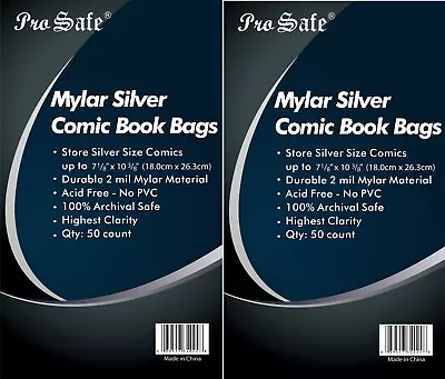 Comic Care Resealable Silver Comic Bags Polypropylene 200 Count