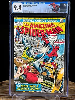 Buy AMAZING SPIDER-MAN #125 Oct 1973 CGC 9.4 2nd Appearance & Origin Of MAN-WOLF • 225.22£