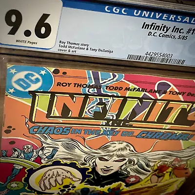 Buy Infinity Inc #14 CGC 9.6 NM+ WP 1st Todd McFarlane Published Cover Art DC 1985 • 60.40£