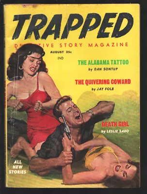 Buy Trapped Detective Story Magazine 8/1958-Girl Fight Cover-Hardboiled Pulp Crim... • 46.21£