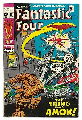 Buy Fantastic Four #111 (Vol 1) : F- :  The Thing -- Amok!  : Hulk • 7.95£