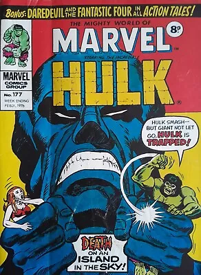 Buy The Mighty World Of Marvel THE INCREDIBLE HULK No. 177 Feb. 21st 1976 Comic VGC • 6.89£