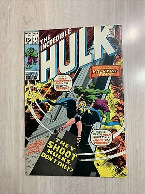 Buy Incredible Hulk 142 Vf/nm White Pages 1971 Shiny Cover Valkyrie Tom Wolfe • 155.32£