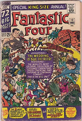 Buy Fantastic Four Annual #3 Reed Richards Sue Storm Wedding Marvel 1965 Low Grade • 23.49£