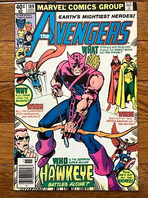 Buy AVENGERS #189 Hawkeye Scarlet Witch Vision Thor Captain America 1979 John Byrne  • 3.64£