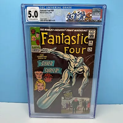 Buy Fantastic Four #50 Marvel Comics 1966 CGC 5.0 Silver Surfer Battles Galactus 🔑 • 436.16£