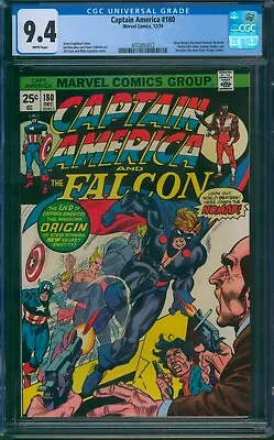Buy Captain America #180 ❄️ CGC 9.4 WHITE Pages ❄️ 1st Steve Rogers As Nomad! 1974 • 229.10£