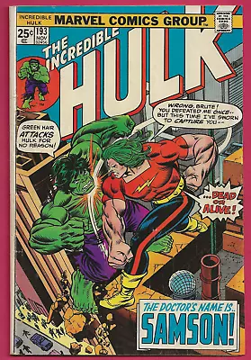 Buy 1975 Marvel Comics The Incredible HULK # 193 The Docter's Name Is SAMSON • 13.97£