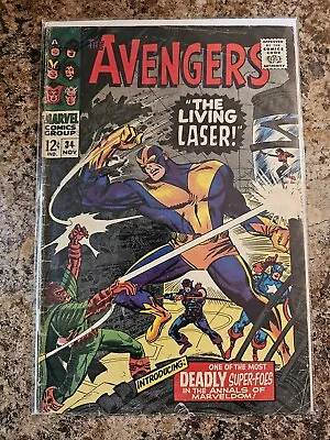 Buy Avengers #34 Key 1st Appearance Of Living Laser Silver Age Marvel Comics 1966 VG • 22.52£