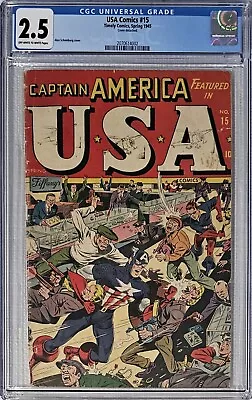 Buy USA Comics #15 CGC 2.5 Timely 1945 Alex Schomburg Captain America Cover • 1,553.22£