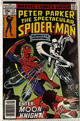 Buy 🔥~marvel~peter Parker Spectacular Spider-man #22 (1978)🔥enter:moon Knight🔥~🔥 • 23.26£
