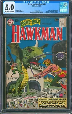 Buy BRAVE And The BOLD #34 ⭐ CGC 5.0 ⭐ 1st App Of Silver Age Hawkman! DC Comic 1961 • 446.55£