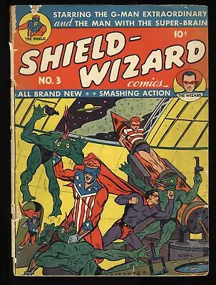 Buy Shield-Wizard Comics #3 GD 2.0 Early Golden Age Superhero! Archie 1941 • 388.22£