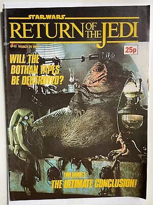 Buy Star Wars Weekly, Vintage Marvel UK Comic Return Of The Jedi No.41 • 1.95£
