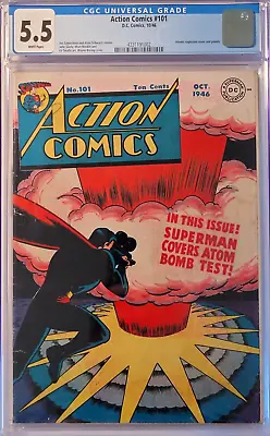 Buy 1946 Action Comics 101 CGC 5.5 Superman WWII Atom Bomb Cover. • 1,195.97£