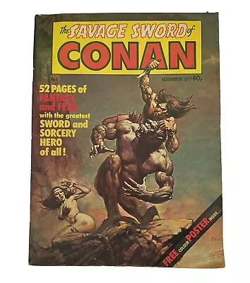 Buy The Savage Sword Of Conan #1 November 1977 MARVEL Vintage Comic Book • 9.99£