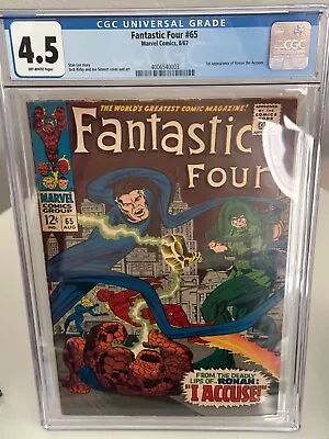 Buy Fantastic Four #65 (Marvel Comics August 1967) CGC 4.5 🔑 1st App Of Ronan • 38.83£