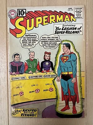 Buy Superman #147 Low Grade (1961) 1st Legion Of Super Villains Silver Age DC Comic • 24.85£