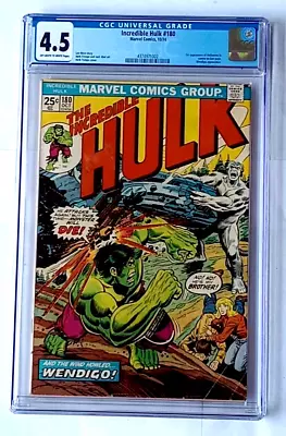 Buy The Incredible Hulk #180 CGC 4.5 1st Wolverine Marvel 10/74 Off-White/ White • 466.79£