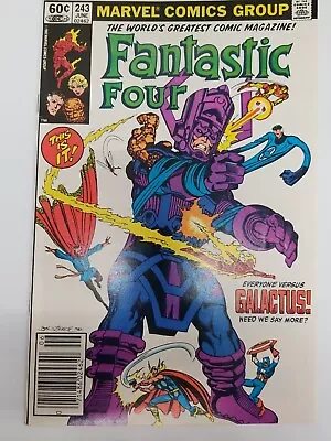 Buy Fantastic Four 243 NEWSSTAND KEY John Byrne ICONIC Galactus Cover 1982 C. 2 • 31.06£