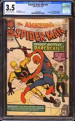 Buy Amazing Spider-Man #16 CGC 3.5 (1964) 1st Daredevil Crossover! L@@K! • 341.70£