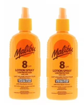 Buy Malibu SPF 8 Lotion Spray 200ml Sun Cream -  Set Of 2 • 9.99£