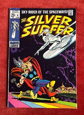 Buy SILVER SURFER #4  Lovely Mid Grade Copy  1st SILVER SURFER Vs THOR Marvel 1968 • 378£