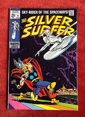 Buy SILVER SURFER #4  Lovely Upper Mid Grade Copy  1st SILVER SURFER Vs THOR 1968 • 378£