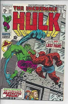Buy Hulk #122 VF (8.0) 1969 - Fabulous FF Vs Hulk Battle Cover • 97.25£