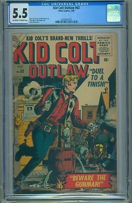 Buy Kid Colt Outlaw #62 - Cgc (5.5) - Stan Lee Story - Joe Maneely  Cover - 7/1956 • 135.91£