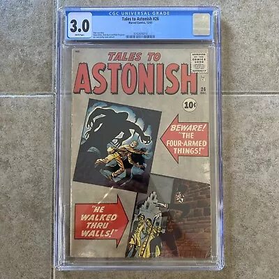 Buy TALES TO ASTONISH #26 CGC 3.0 Atlas Comics 1961 Steve Ditko Jack Kirby Stan Lee • 116.48£